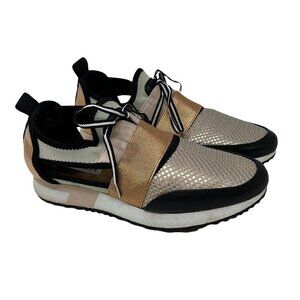 Steve Madden Arctic Slip On Sneaker Shoes Women’s Size 7.5 Black Rose Cut Out